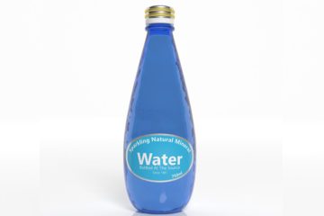 3D sparkling water bottle isolated on white